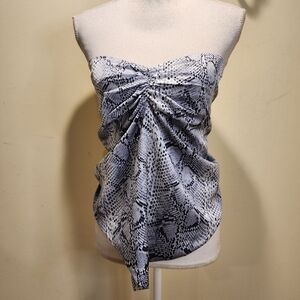 FOREVER 21 Sneak print tie back strapless top size L